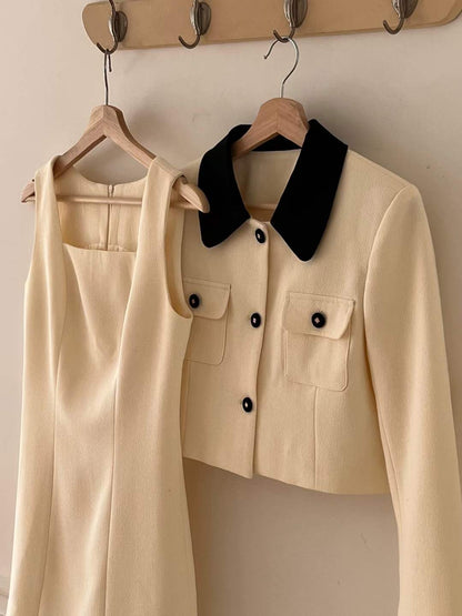 Black-Collar Cream Jacket