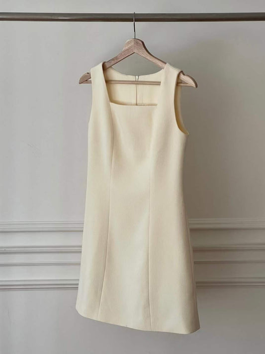 Cream Sleeveless Shift Dress