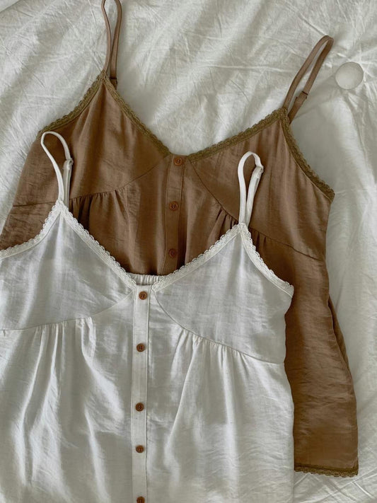 Lace-Trimmed Button-Front Camisoles